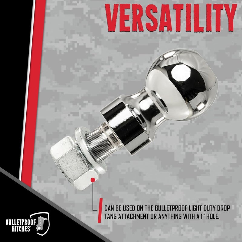 BulletProof Hitches - 2-5/16" Threaded Trailer Hitch Ball - Tow Ball Rated to 14,000 lbs with 1" Shank Diameter, 2" Shank Length - Corrosion-Resistant - Image 2